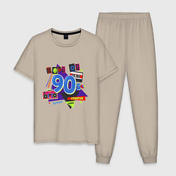 Пижама хлопковая мужская Best of 90s, цвет: миндальный