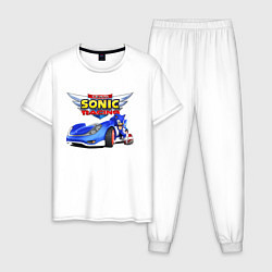 Пижама хлопковая мужская Team Sonic racing - hedgehog, цвет: белый