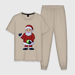 Мужская пижама Дед Мороз с елочной игрушкой