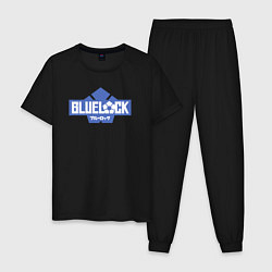 Пижама хлопковая мужская Logo Blue Lock, цвет: черный