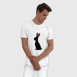 Пижама хлопковая мужская Черный кролик, цвет: белый — фото 2