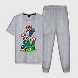 Пижама хлопковая мужская Ретро Марио, цвет: меланж