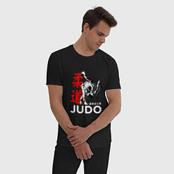 Пижама хлопковая мужская Дзюдо - бросок, цвет: черный — фото 2