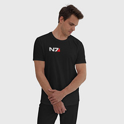 Пижама хлопковая мужская Логотип N7, цвет: черный — фото 2