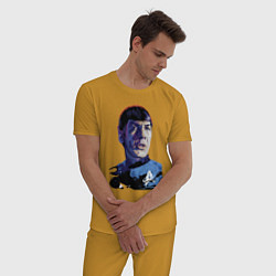 Пижама хлопковая мужская Звездный путь - Спок, цвет: горчичный — фото 2