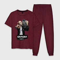 Пижама хлопковая мужская Eminem boombox, цвет: меланж-бордовый