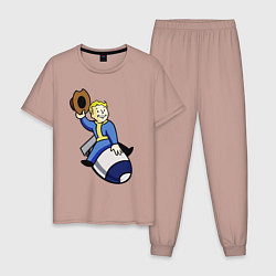 Пижама хлопковая мужская Vault boy - bomb rider, цвет: пыльно-розовый