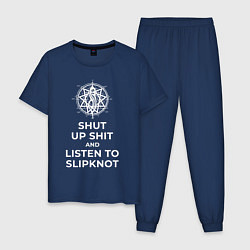Пижама хлопковая мужская Слушай Slipknot, цвет: тёмно-синий