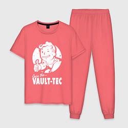 Пижама хлопковая мужская Vault boy - join the vault tec, цвет: коралловый