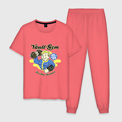 Пижама хлопковая мужская Vault GYM - for true survivors, цвет: коралловый