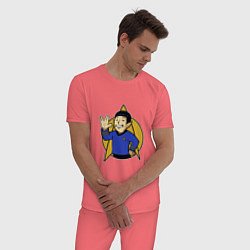 Пижама хлопковая мужская Spoke - vault boy, цвет: коралловый — фото 2