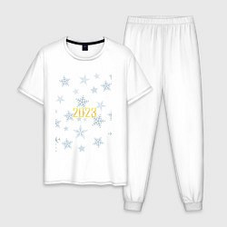 Пижама хлопковая мужская Снег 2023, цвет: белый