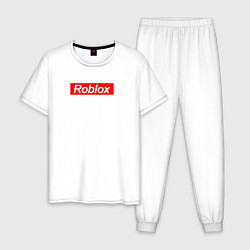 Пижама хлопковая мужская Roblox полоса, цвет: белый