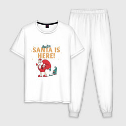 Пижама хлопковая мужская Careful Santa is here, цвет: белый