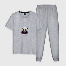 Пижама хлопковая мужская Понурый панда, цвет: меланж