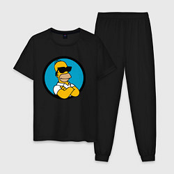 Пижама хлопковая мужская Гомер Симпсон - крутой чувак, цвет: черный