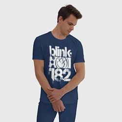 Пижама хлопковая мужская Stencil white logo, цвет: тёмно-синий — фото 2