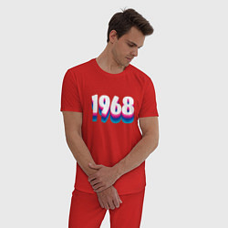 Пижама хлопковая мужская Made in 1968 vintage art, цвет: красный — фото 2