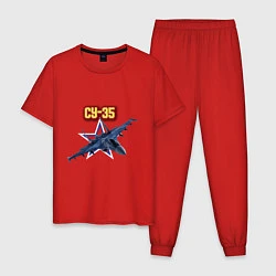 Пижама хлопковая мужская SU 35, цвет: красный