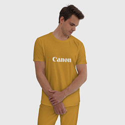 Пижама хлопковая мужская Canon - белый логотип, цвет: горчичный — фото 2