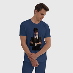 Пижама хлопковая мужская Уэнсдей Аддамс, цвет: тёмно-синий — фото 2