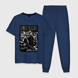 Пижама хлопковая мужская Nirvana grunge 2022, цвет: тёмно-синий