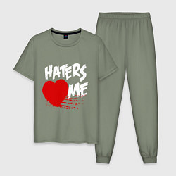 Пижама хлопковая мужская Haters love me, цвет: авокадо