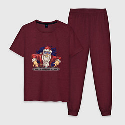 Пижама хлопковая мужская Санта диджей, цвет: меланж-бордовый