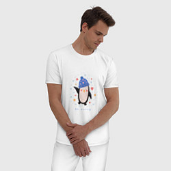 Пижама хлопковая мужская Счастливый пингвин, цвет: белый — фото 2
