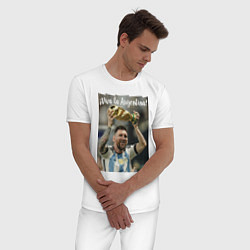 Пижама хлопковая мужская Lionel Messi - world champion - Argentina, цвет: белый — фото 2