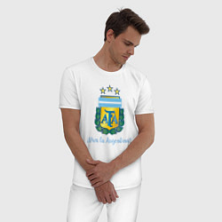 Пижама хлопковая мужская Эмблема федерации футбола Аргентины, цвет: белый — фото 2