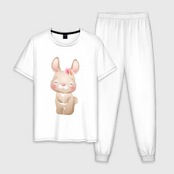 Пижама хлопковая мужская Зайчик 2023 год, цвет: белый