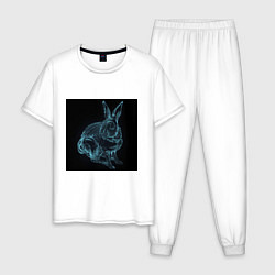 Пижама хлопковая мужская Водяной кролик, цвет: белый