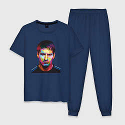 Пижама хлопковая мужская Face Messi, цвет: тёмно-синий