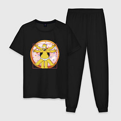 Пижама хлопковая мужская Канонические пропорции Гомера Симпсона - remake, цвет: черный