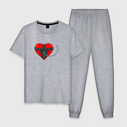 Пижама хлопковая мужская Сердце и ключ, цвет: меланж