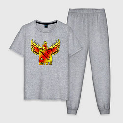 Пижама хлопковая мужская Дота 2 - огненный феникс, цвет: меланж