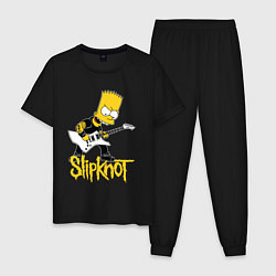 Пижама хлопковая мужская Slipknot Барт Симпсон рокер, цвет: черный