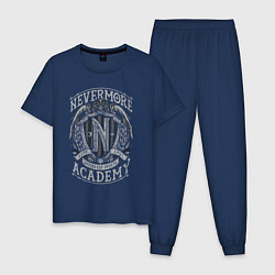 Пижама хлопковая мужская Академия Невермор герб, цвет: тёмно-синий