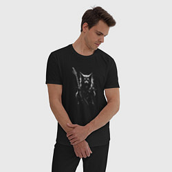 Пижама хлопковая мужская Black metal cat, цвет: черный — фото 2