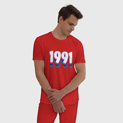 Пижама хлопковая мужская Made in 1991 vintage art, цвет: красный — фото 2