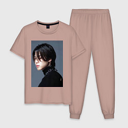 Пижама хлопковая мужская Dark side Jimin, цвет: пыльно-розовый