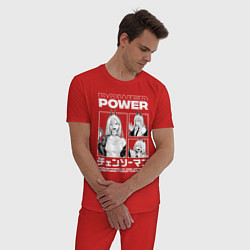 Пижама хлопковая мужская Человек-бензопила Power, цвет: красный — фото 2