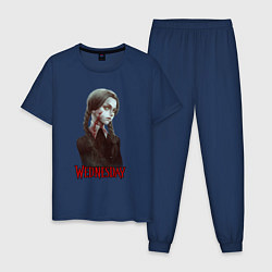 Пижама хлопковая мужская Wednesday fan art, цвет: тёмно-синий