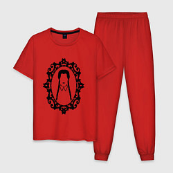 Пижама хлопковая мужская Уэнсдей в готической рамке, цвет: красный