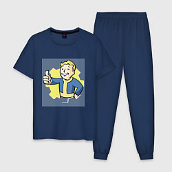 Пижама хлопковая мужская Волт-Бой с пальцем вверх, цвет: тёмно-синий