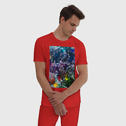Пижама хлопковая мужская Пиксель мод, цвет: красный — фото 2