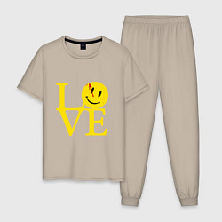 Пижама хлопковая мужская Smile love, цвет: миндальный