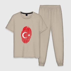 Пижама хлопковая мужская Отпечаток Турции, цвет: миндальный