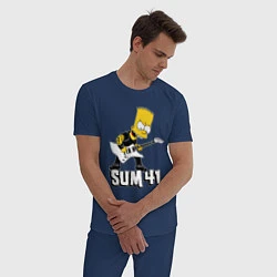 Пижама хлопковая мужская Sum41 Барт Симпсон рокер, цвет: тёмно-синий — фото 2
